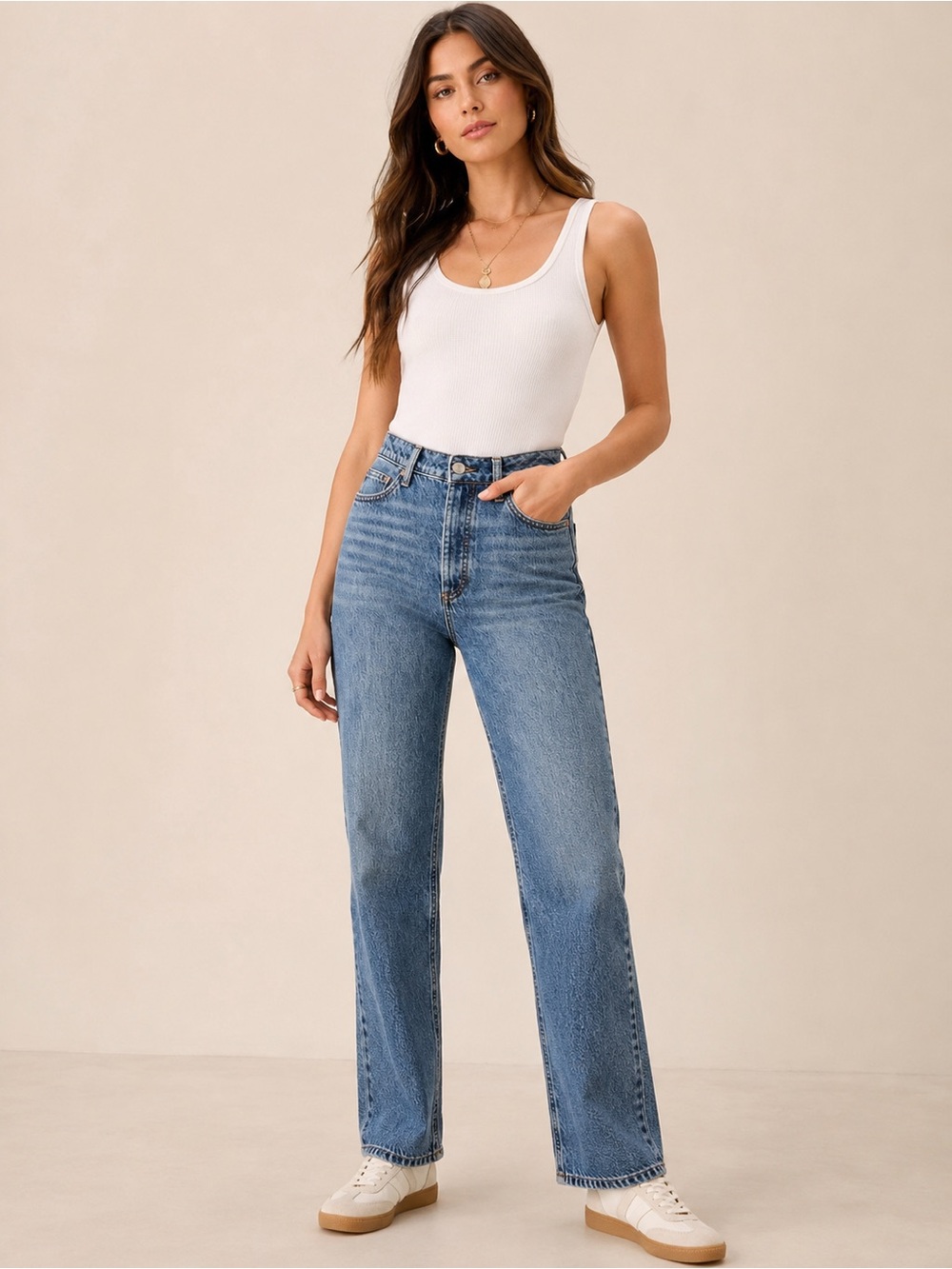 House of Harlow 1960 Straight Leg Jeans in Medium Blue